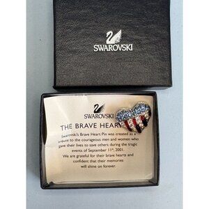 Swarovski Brave Heart Pin With Crystals Tribute To 9/11 Heroes Original Box